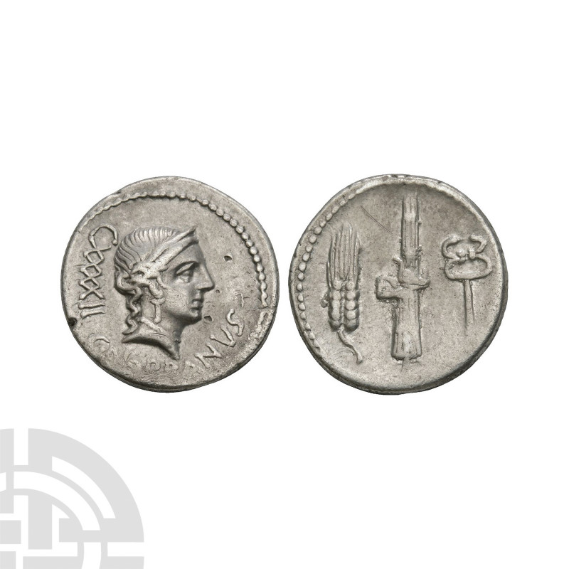C Norbanus - Venus AR Denarius. 83 B.C. Rome mint. Obv: bust of Venus right with...