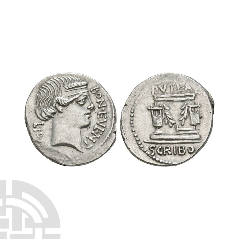 L Scribonius Libo - Puteal Scribonianum AR Denarius. 62 B.C. Rome mint. Obv: dia...