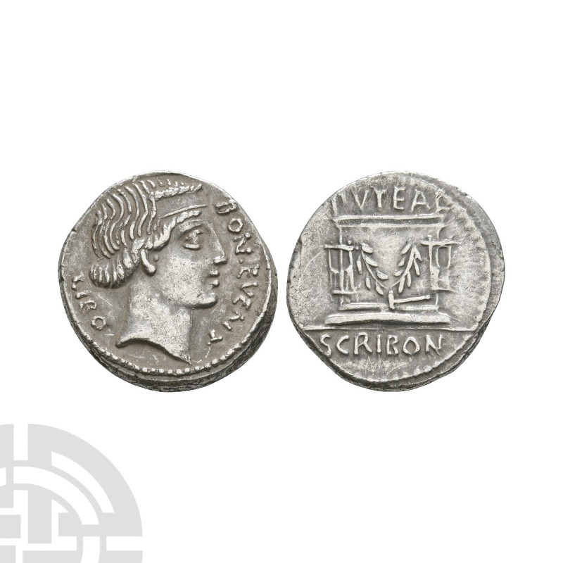 L Scribonius Libo - Puteal Scribonianum AR Denarius. 62 B.C. Rome mint. Obv: dia...