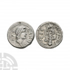Q Sicinius / C Coponius - Club AR Denarius. 49 B.C. Rome mint. Obv: Q SICINIVS III VIR legend with diademed head of Apollo right with star below. Rev:...