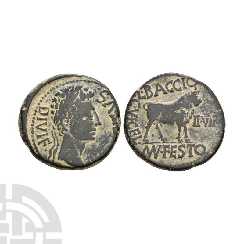 Augustus - Spain - Bull AE As. c.27 B.C.-14 A.D. Celsa mint, Victrix Iulia Celsa...