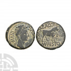 Augustus - Spain - Bull AE As. c.27 B.C.-14 A.D. Celsa mint, Victrix Iulia Celsa. Obv: AVGVSTVS DIVI F legend with laureate bust right. Rev: bull righ...
