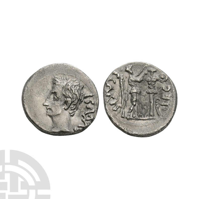 Augustus - Victory AR Quinarius. 25-23 B.C. Emerita mint. Obv: AVGVST to right o...