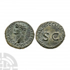 Germanicus - SC AE As. 37-38 A.D. Struck posthumously under his son Caligula, Rome mint. Obv: GERMANICVS CAESAR TI AVGVST F DIVI AVG N legend with bar...