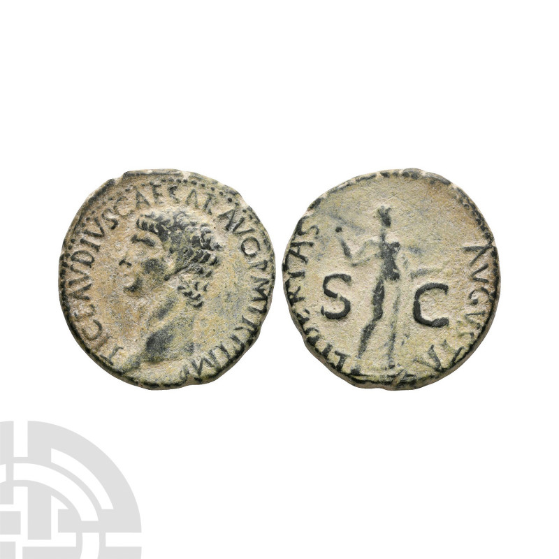 Claudius - Libertas AE As. 41-42 A.D. Rome mint. Obv: TI CLAVDIVS CAESAR AVG P M...