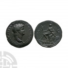 Nero - Roma AE Sestertius. 66 A.D. Lugdunum mint. Obv: IMP NERO CAESAR AVG PONT MAX TR POT P P legend with laureate bust right; globe at tip. Rev: Rom...