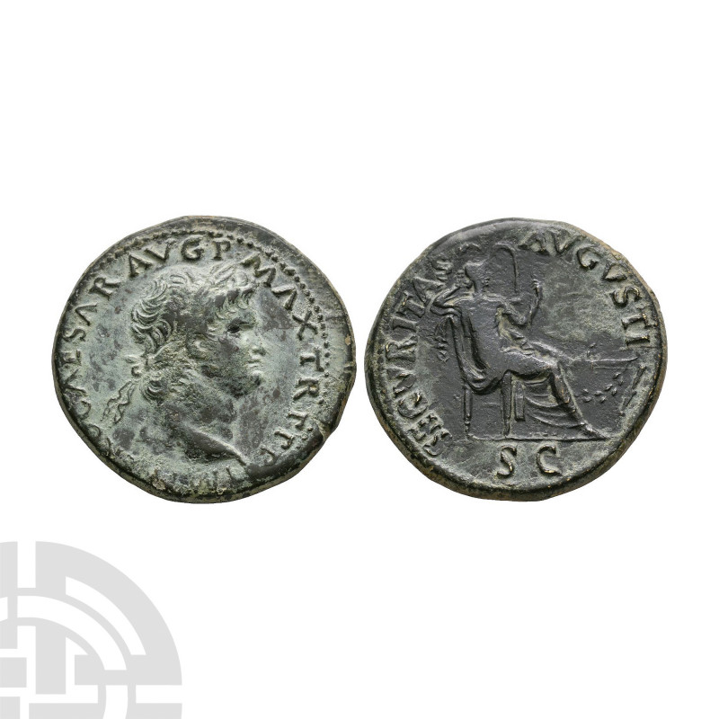 Nero - Securitas AE As. 65 A.D. Lugdunum mint. Obv: IMP NERO CAESAR AVG P MAX TR...