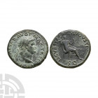 Nero - Securitas AE As. 65 A.D. Lugdunum mint. Obv: IMP NERO CAESAR AVG P MAX TR P P P legend with laureate bust right. Rev: SECVRITAS AVGVSTI legend ...