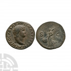 Nero - Victory AE As. 65 A.D. Rome mint. Obv: IMP NERO CAESAR AVG P MAX TR P P legend with laureate bust right. Rev: Victory advancing left holding sh...