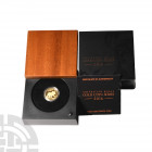 Australia - Elizabeth II - 2016 - Gold $25. Dated 2016 A.D. Gold proof. Obv: profile bust with ELIZABETH II AUSTRALIA 25 DOLLARS legend. Rev: koala ri...