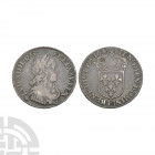 France - Louis XIV - 1649 F - 1/4 Ecu. Dated 1649 A.D. Angers mint. Obv: profile bust with LVD XIIII D G FR ET NAV REX legend. Rev; crowned arms with ...