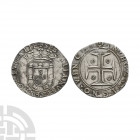 Portugal - D Sebastiao I - Tostao. 1557-1578 A.D. Obv: crowned arms with +SEBASTIANVS I REX PORTVGALIE legend. Rev: voided cross and annulets with IN ...