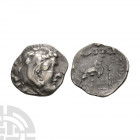 Danubian Celts - Alexander III Imitative AR Drachm. 3rd century B.C. Obv: profile head right with lion-skin. Rev: Zeus seated left with blundered lege...