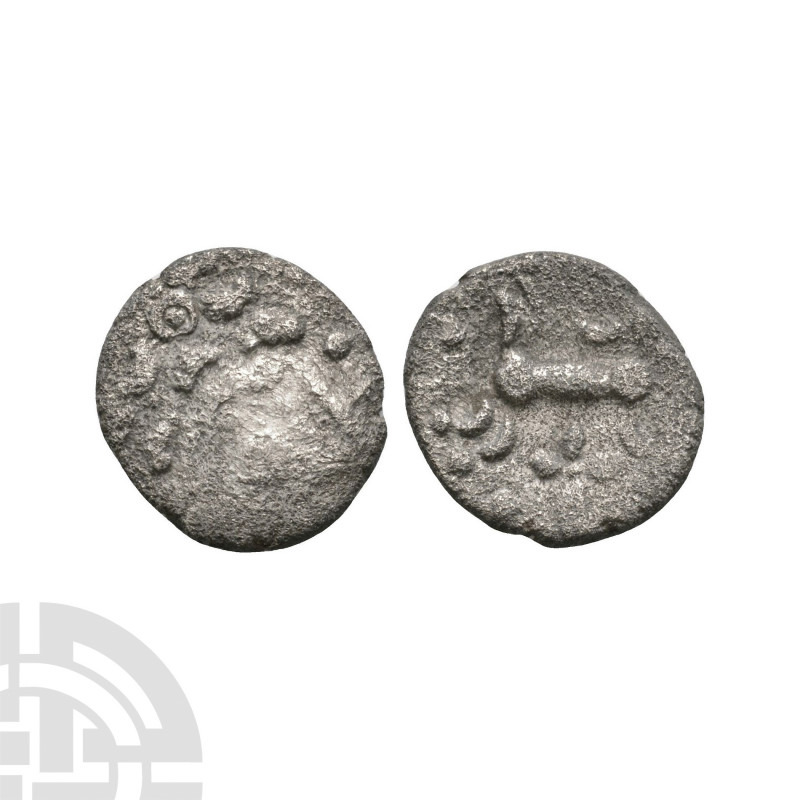 Dobunni - 'Cotswold Eagle' AR Unit. 50 B.C.-50 A.D. Obv: profile bust right. Rev...