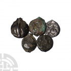 Gaul - AR Unit and Potins Group [5]. 1st century B.C. Group comprising: silver unit (1) and potins (4, all different). 17.26 grams total. Acquired on ...
