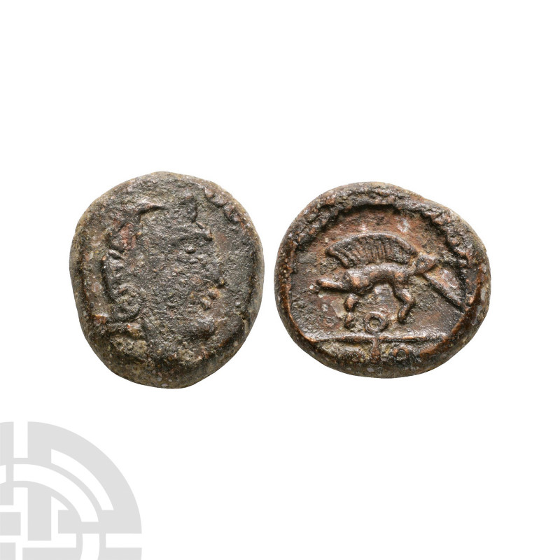 Gaul - Aulerci Eburovices - Boar Trophy Bronze. 1st century B.C. Series 440. Obv...