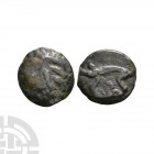 Gaul - Leuci - Boar Potin. 1st century B.C. Obv: head left with braided hair. Rev: boar left with 'bow' below. BMC III, 398-404. 4.03 grams. London ar...