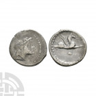 Danubian Celts - Imitative AR Republic Denarius. 1st century B.C. Obv: profile bust right. Rev: Pegasus flying right with pellet below. DLT 10079. 3.1...