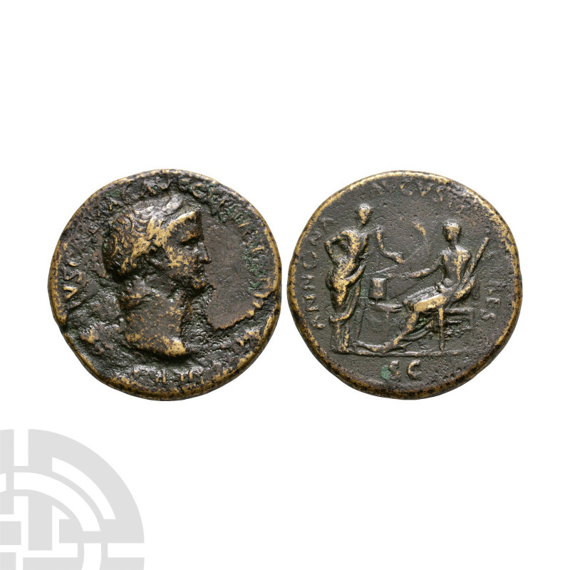 Nero - Annona and Ceres AE Sestertius. 65 A.D. Lugdunum mint. Obv: NERO CLAVD CA...