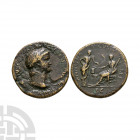 Nero - Annona and Ceres AE Sestertius. 65 A.D. Lugdunum mint. Obv: NERO CLAVD CAESAR AVG GER P M TR P IMP P P legend with laureate bust right. Rev: AN...