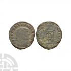 Maxentius - Divus Constantius I AE Follis. 307-308 A.D. Ticinum mint. Obv: DIVO CONSTANTIO AVG legend with veiled head of Constantius I right. Rev: ME...