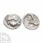 Dynasts of Lycia - Pericles - Lion Scalp AR Tetrobol. 390-370 B.C. Obv: facing lion scalp. Rev: triskele. SNG von Aulock 4215-4218. 2.79 grams. Ex UK ...