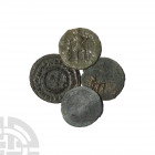 Constantine I Era - Late Bronzes [4]. 4th century A.D. Group comprising: late bronzes; various issues, types and mints. 9.32 grams total. By inheritan...