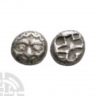 Mysia - Parion - Gorgoneion AR Drachm. 5th century B.C. Obv: head of gorgoneion facing. Rev: linear pattern within square incuse. SNG BnF 1343; SNG Co...