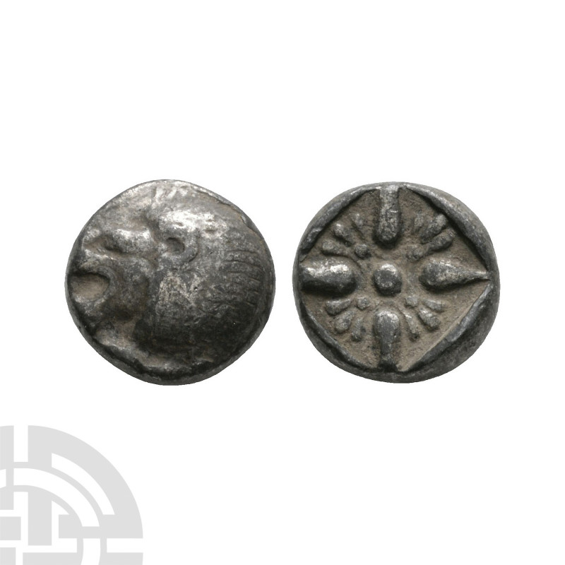 Ionia Miletos Lion AR Obol. 6th-5th century B.C. Obv: lion's head. Rev: stylised...