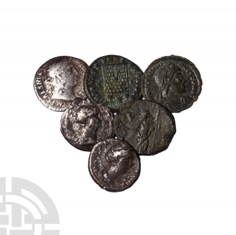 Nerva to Valentian - Mixed Issues [6]. 1st-4th century A.D. Group comprising: de...