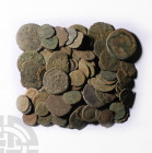 Uncleaned Bronzes Group [100]. 3rd-4th century A.D. Group comprising: mixed types. 200 grams total. Ian Wilkinson collection, Nottinghamshire, UK, for...