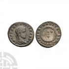 Constantine II - Wreath Bronze. 320-321 A.D. Siscia mint. Obv: CONSTANTINVS NOB C legend with laureate bust right. Rev: CAESARVM NOSTRORVM legend with...