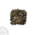 Late Bronzes Group [120]. 4th century A.D. Group comprising: various issues, types and mints, including minims and barbarous examples. 116 grams total...