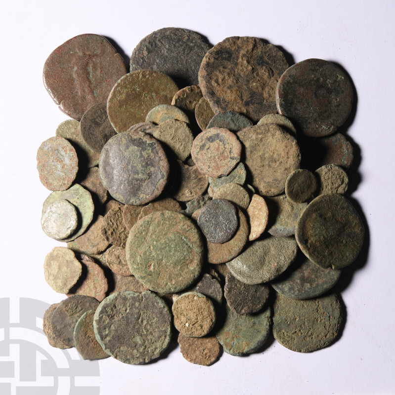 Uncleaned Bronzes Group [100]. 2nd-4th century A.D. Group comprising: mixed type...
