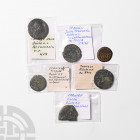 Spain - Mixed Bronzes [6]. 1st-2nd century A.D. Group comprising: various issues and types. 60 grams total. Old European collection, most with tickets...