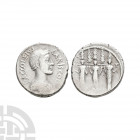 P Accoleius Lariscolus - Diana Nemorensis AR Denarius. 43 B.C. Rome mint. Obv: P ACCOLEIVS LARISCOLVS legend with draped bust of Diana Nemorensis righ...