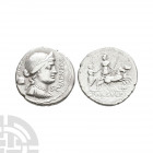 L Farsuleius Mensor - Libertas AR Denarius. 75 B.C. Rome mint. Obv: diademed and draped bust of Libertas right and MENSOR before; S C below chin with ...