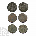 Constantine I Era - Camp Gate Bronzes [3]. 4th century A.D. Group comprising: late bronzes; camp gate reverse; various mints. 7.03 grams total. By inh...