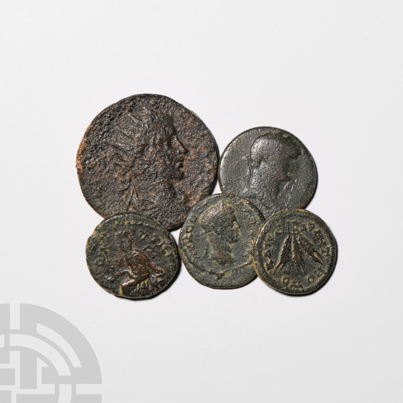 Mixed Bronzes Group [5]. 2nd-3rd century A.D. Group comprising: mixed issues and...