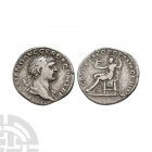 Trajan - Roma AR Denarius. 107 A.D. Rome mint. Obv: IMP TRAIANO AVG GER DAC P M TR P legend with laureate bust right. Rev: COS V P P S P Q R OPTIMO PR...