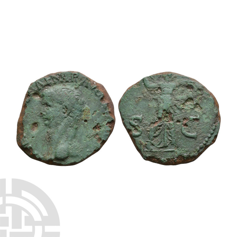 Claudius - Minerva AE As. 42 A.D. Rome mint. Obv: TI CLAVDIVS CAESAR AVG P M TR ...