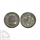 Diocletian - Genius Silvered Follis. 299 A.D. Siscia mint. Obv: IMP DIOCLETIANVS P F AVG legend with laureate bust right. Rev: GENIO POPVLI ROMANI leg...