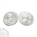 Q Cassius Longinus - Liberty AR Denarius. 55 B.C. Rome mint. Obv: diademed and veiled head of Vesta right with Q CASSIVS before and LIBERTY behind. Re...