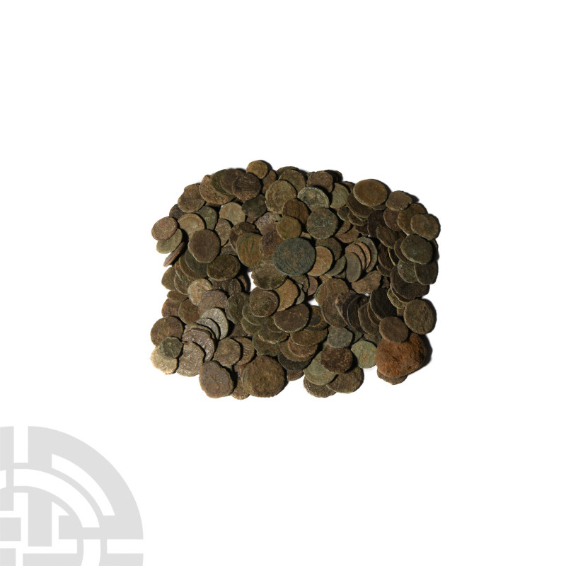 Uncleaned Late Bronzes [200]. 4th century A.D. Group comprising: mixed issues an...