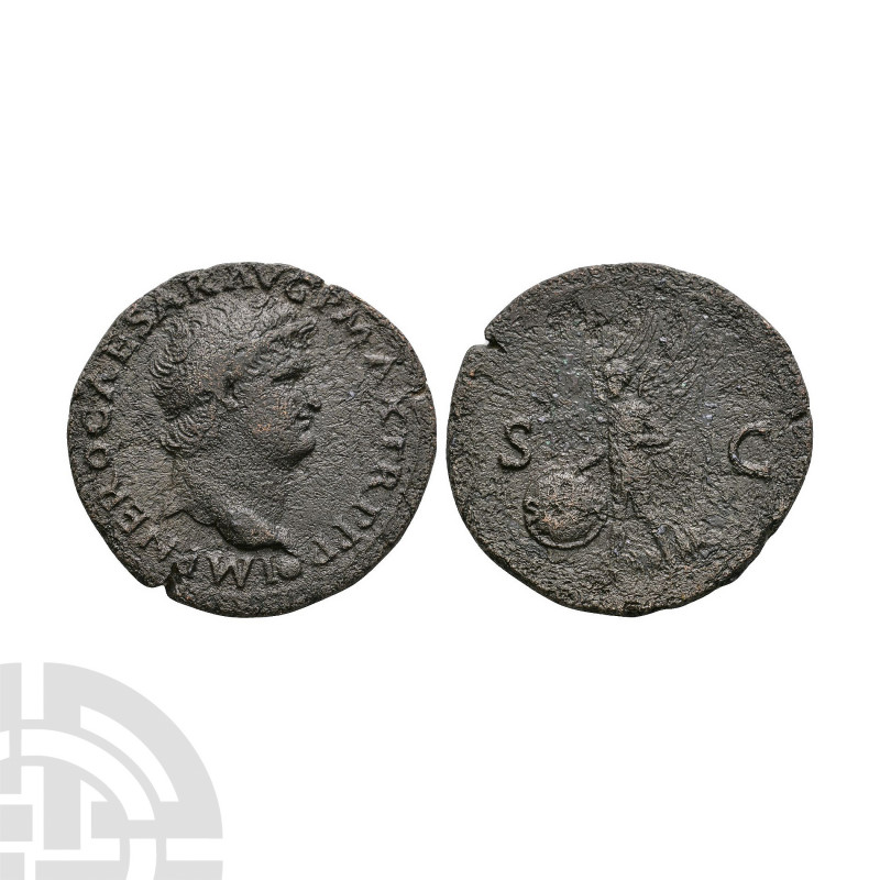 Nero - Victory AE As. 65 A.D. Rome mint. Obv: IMP NERO CAESAR AVG P MAX TR P P P...