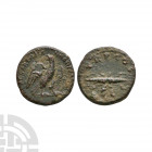 Hadrian - Eagle AE Quadrans. 128-129 A.D. Rome mint. Obv: IMP CAESAR TRAIAN HADRIANVS AVG legend with eagle standing right, head left. Rev: P M TR P C...