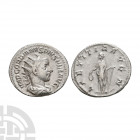 Gordian III - Laetitia AR Antoninianus. 241-243 A.D. Rome mint. Obv: IMP GORDIANVS PIVS FEL AVG legend with radiate and draped bust right. Rev: LAETIT...
