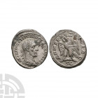 Trajan Decius - Eagle AR Tetradrachm. 250-251 A.D. Antioch mint. Obv: AYT K G ME KY TRAIANOC DEKIOC CEB legend with laureate, draped and cuirassed bus...