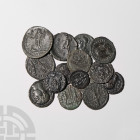 Constantine I Era - Mixed Bronzes [15]. 4th century A.D. Group comprising: mixed issues, types and mints. 42.93 grams total. German art market, 1990s....