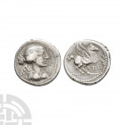 Q Titius - Pegasus AR Quinarius. 90 B.C. Rome mint. Obv: winged and draped bust of Victory right. Rev: Pegasus prancing right woth Q TITI below. Craw....